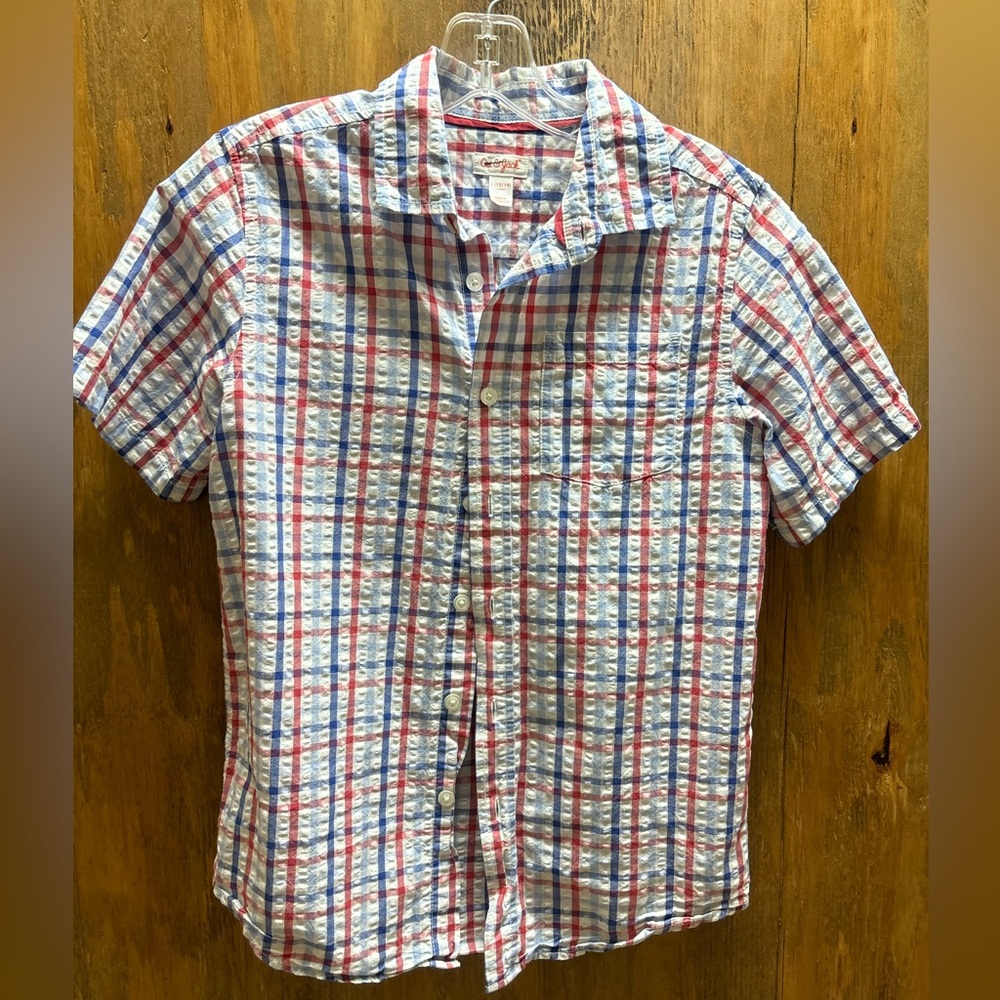 Cat & Jack Kids Plaid Button Down Shirt - Red, Blue, White